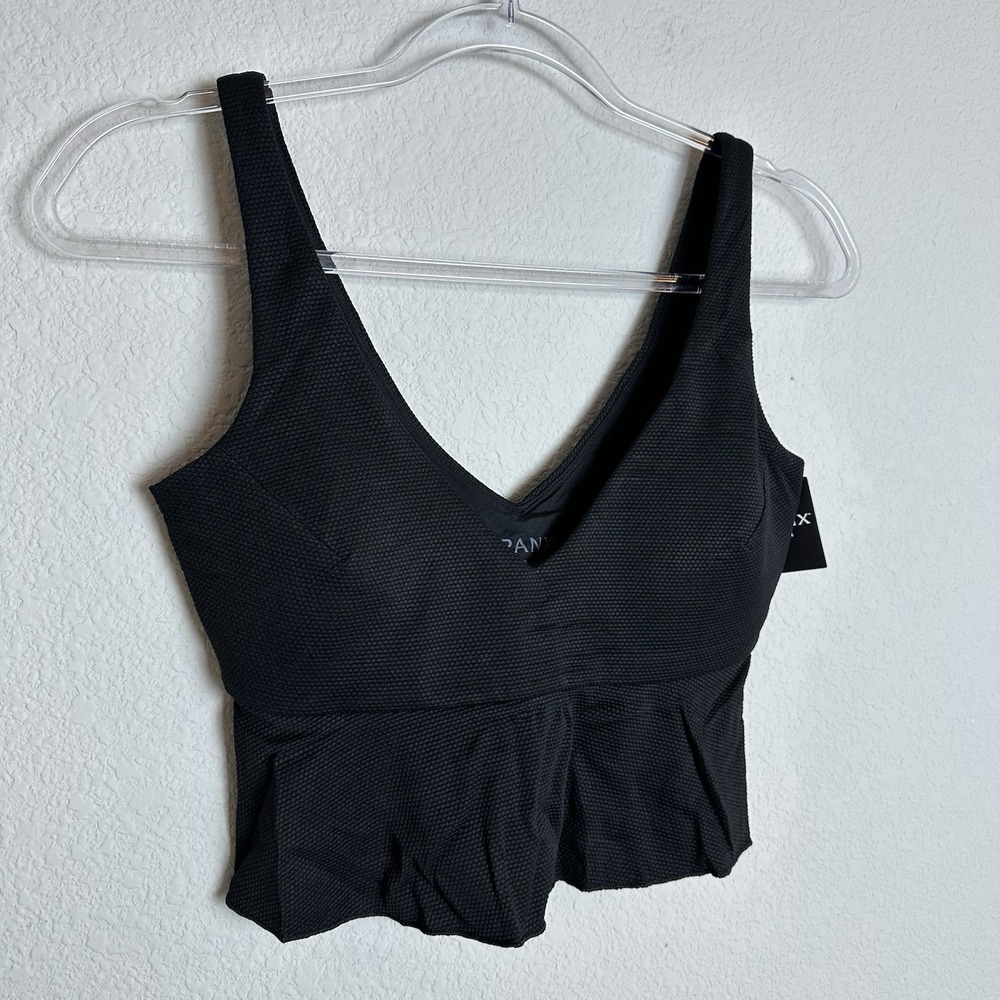 NEW Spanx Swim pique longline flounce swim top Crop Tankini Black Size SMALL - Picture 4 of 11
